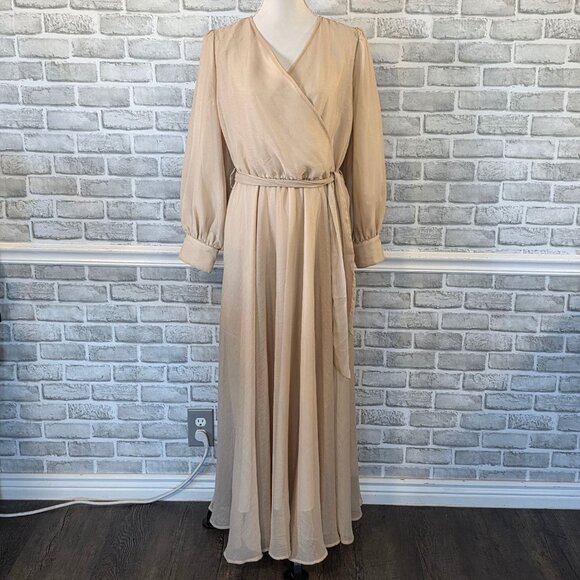 Ivy City Abbie Chiffon Maxi Dress Champagne Chiffon Elegant Party Wedding - Picture 9 of 11